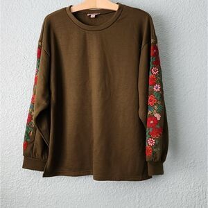 Remixmess embroidery long sleeves sweatshirt style top